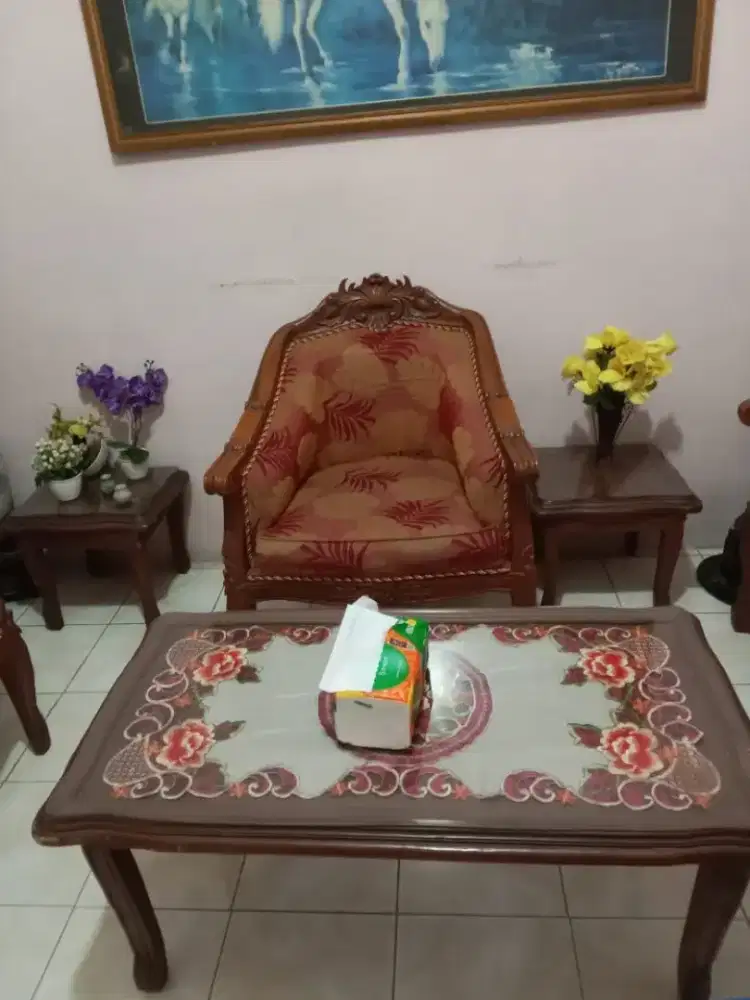1 Set Meja dan Kursi ruang tamu (Jati Asli)