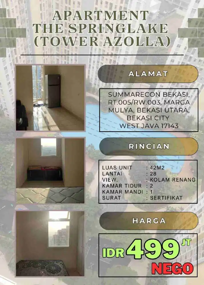 dijual apartemen the springlake Bekasi