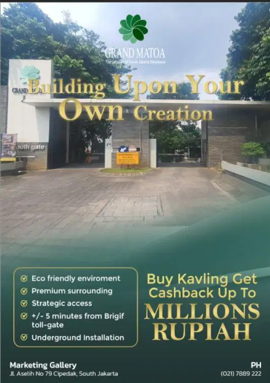 GRAND MATOA kavling eksklusif siap bangun di kawasan prestisius Jagakarsa Jakarta selatan