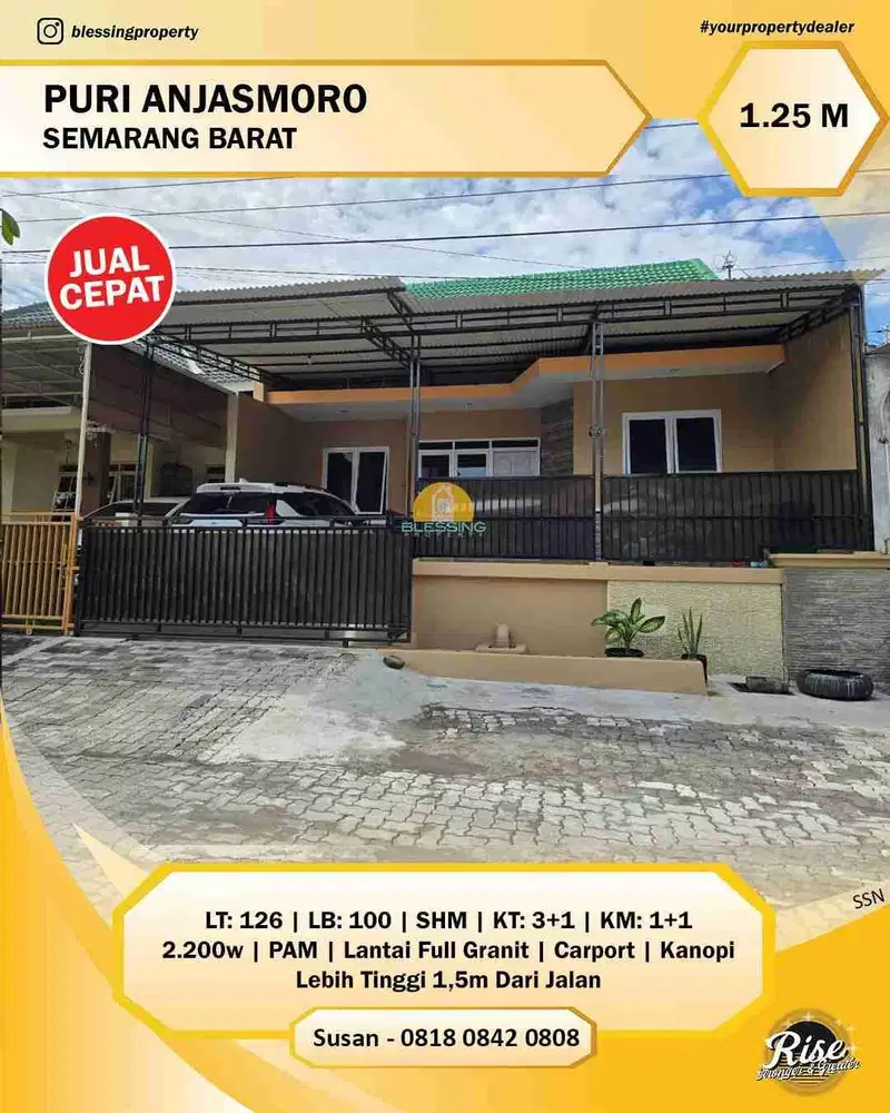 Rumah Siap Huni di Perumah Puri Anjasmoro dekat bandara tidak banjir