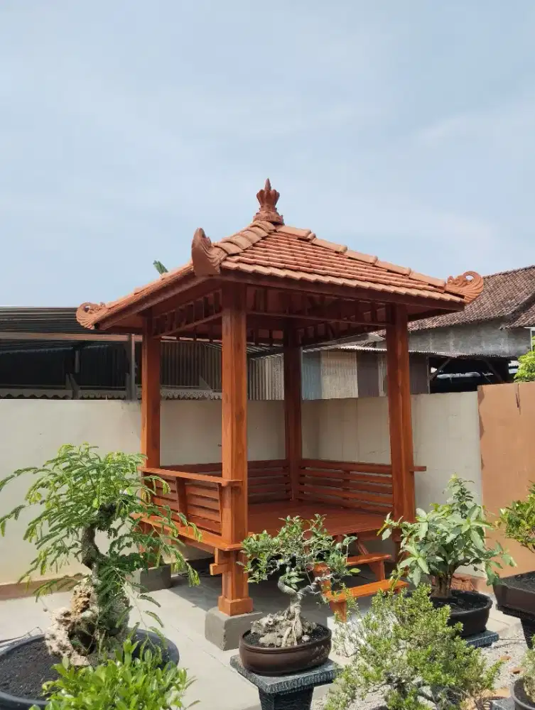 Gazebo jati minimalis 2x2m outdoor