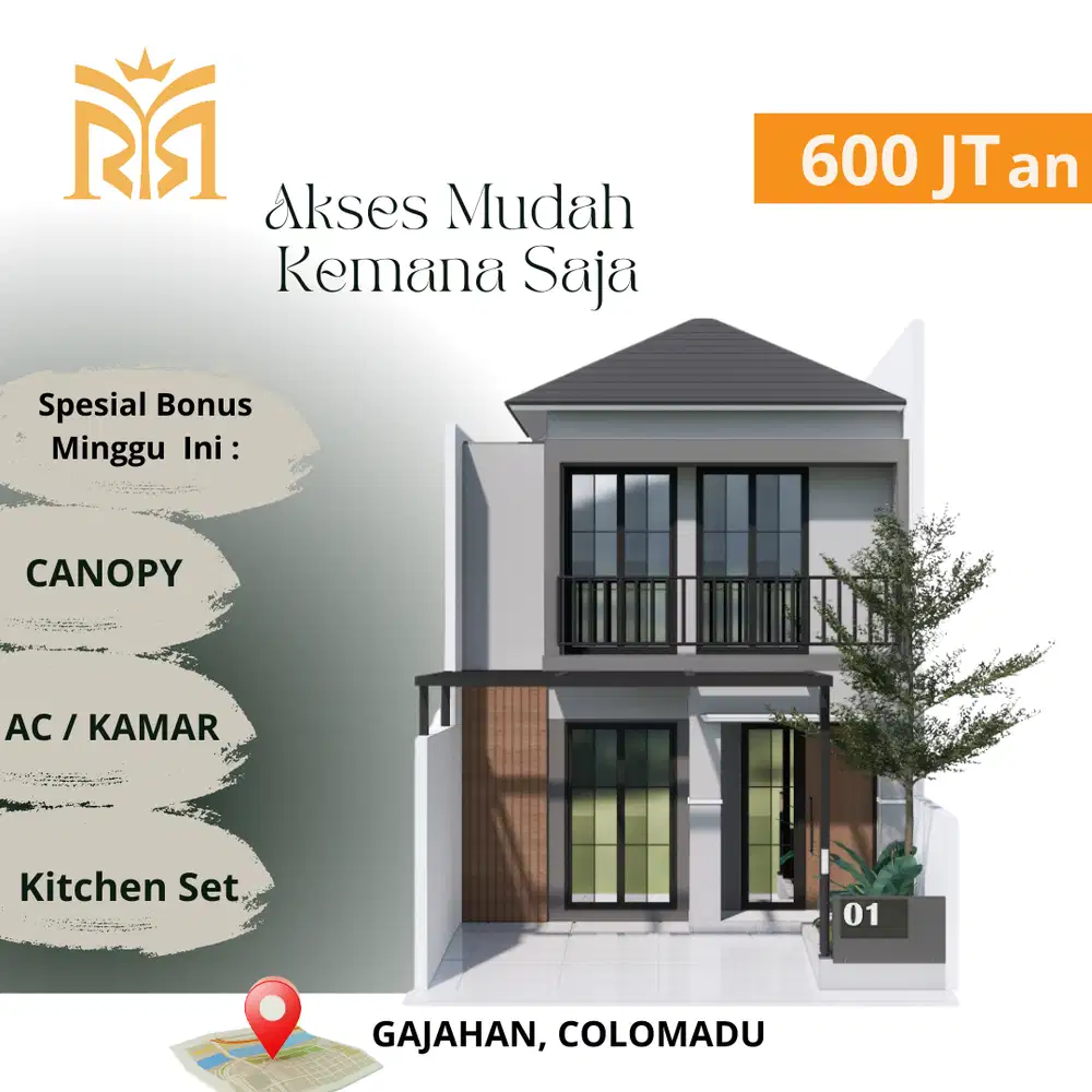 Rumah 2 Lantai  600 Jutaan di Gajahan Colomadu