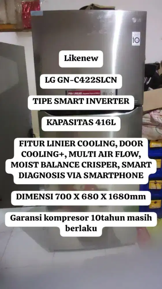 Kulkas LG Smart Inverter 416Liter