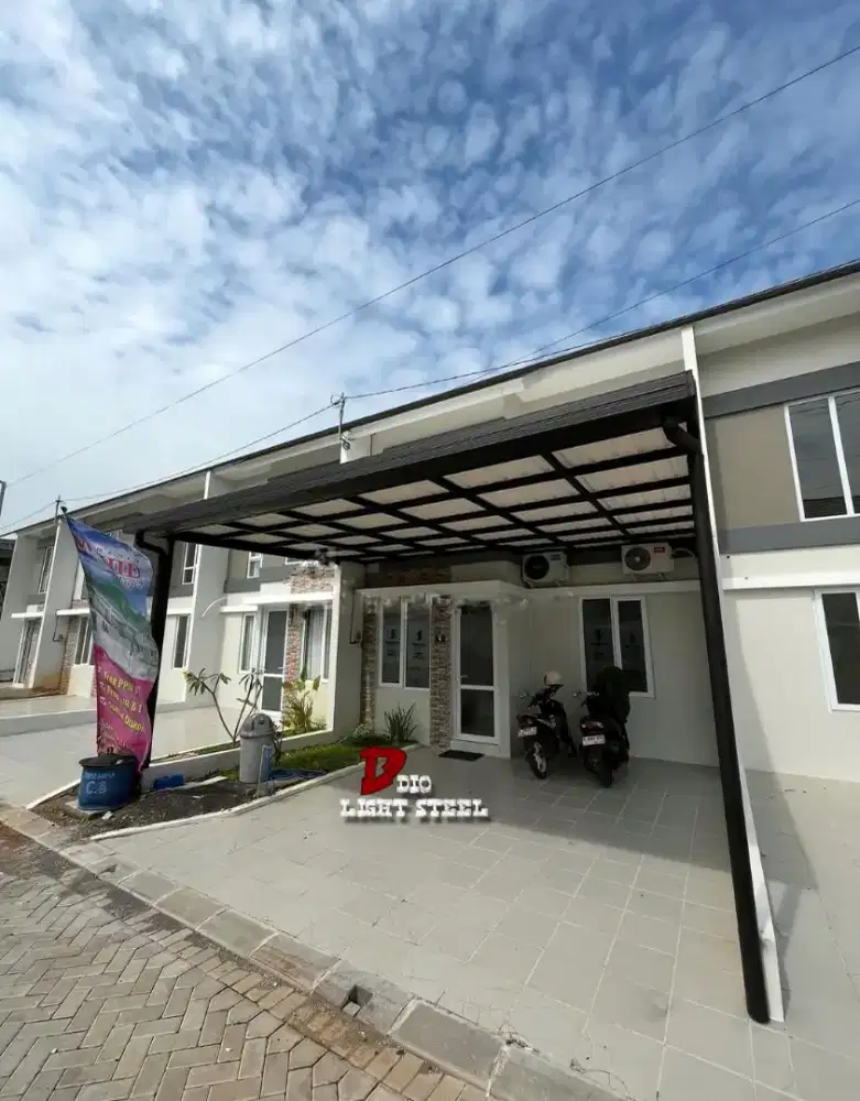 Kanopi atap alderon double layer minimalis rangka baja ringan