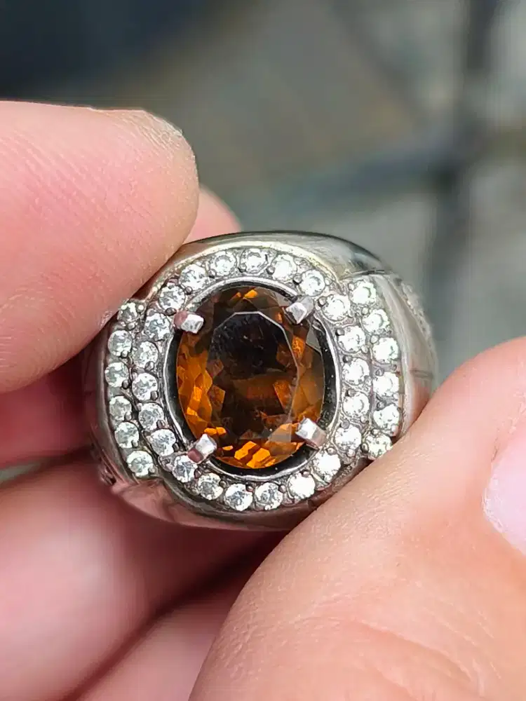 Batu citrine 2.58 carat ring perak memo skylab
