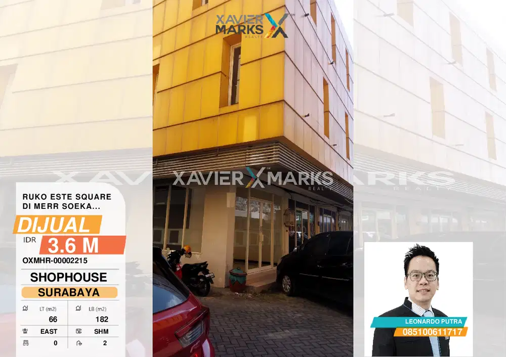 Ruko Este Square Merr dimensi 5x13 meter 3lantai ada 8AC dan Partisi