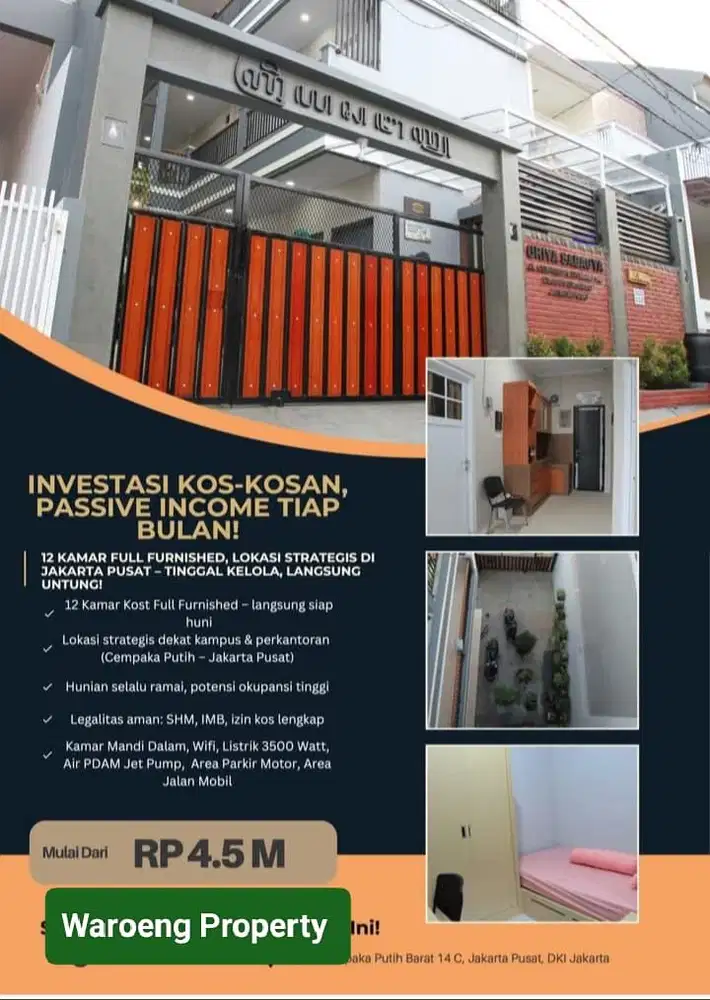 Kost-Kostan Mewah Exclusive Strategis Full Terisi Di Cempaka Putih Jakarta Pusat