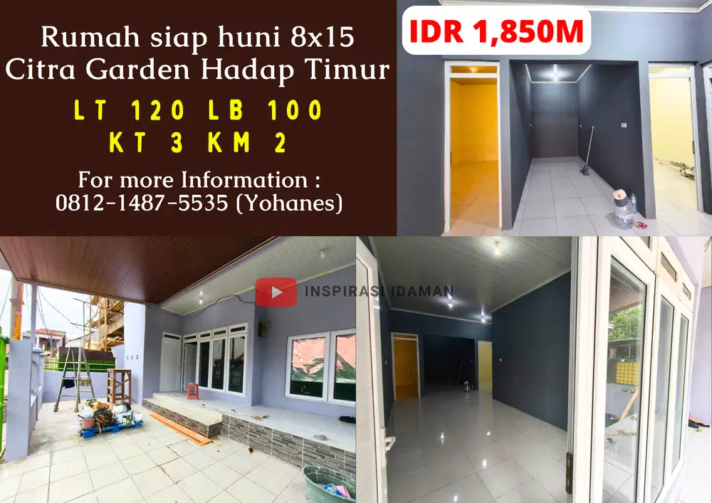 Rumah 8x15 Citra Garden hadap Timur