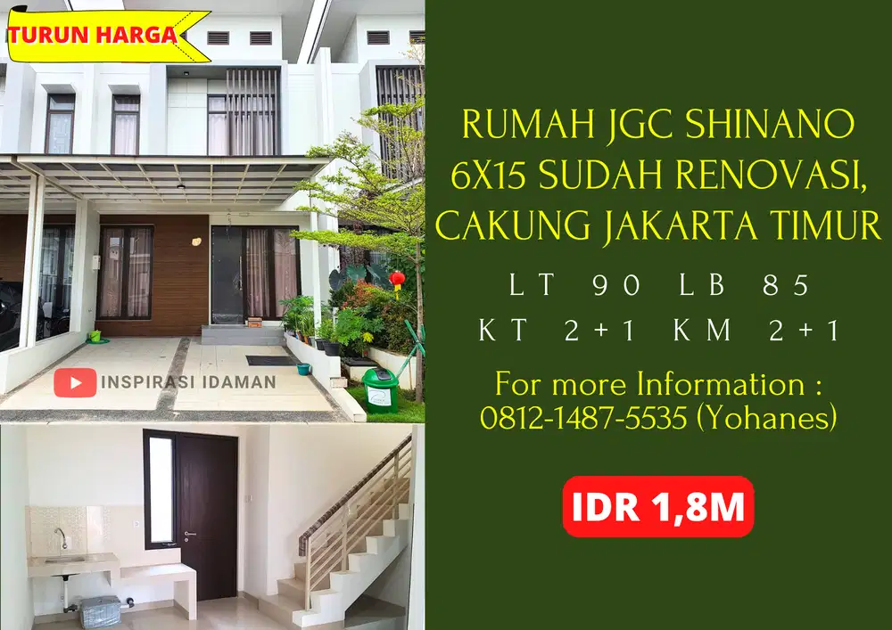Rumah JGC Shinano 6x15 sudah Renovasi