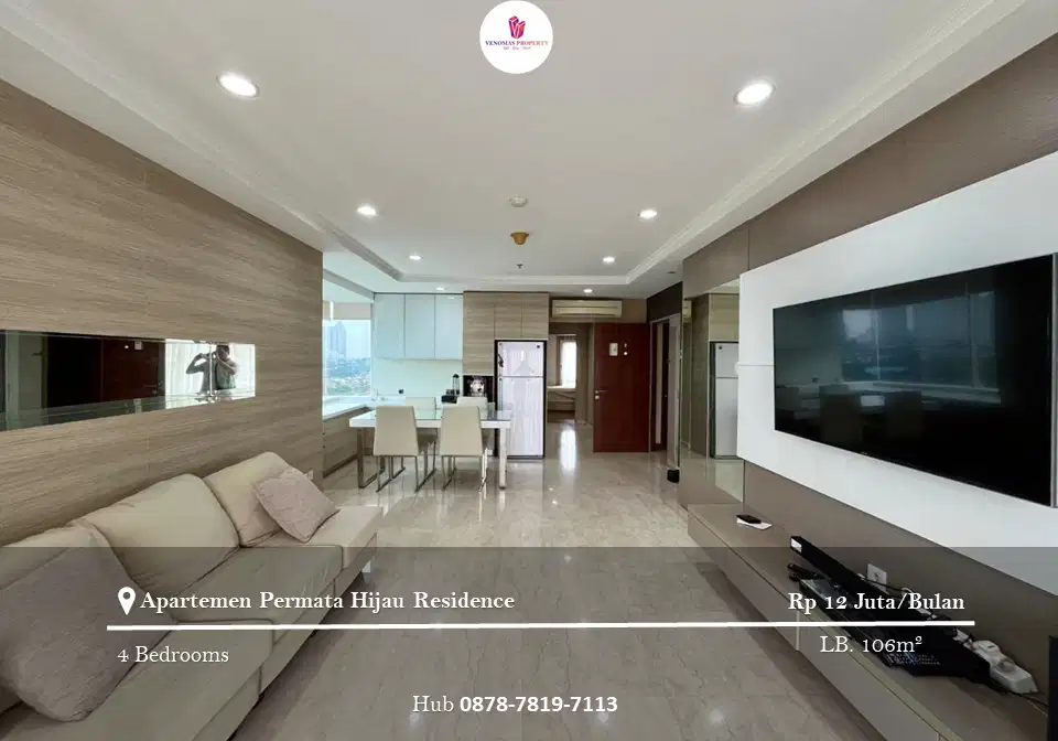 Disewakan Apartement Permata Hijau Residence 3BR+1 Full Furnished Tower Abelia