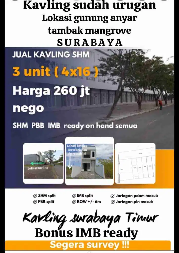 TER MURAH Tanah Kavling Gunung Anyar Medokan dekat UPN Siap Bangun Sudah Urukan cocok di bangun Rumah Hunian, Rumah Kost dan Investasi