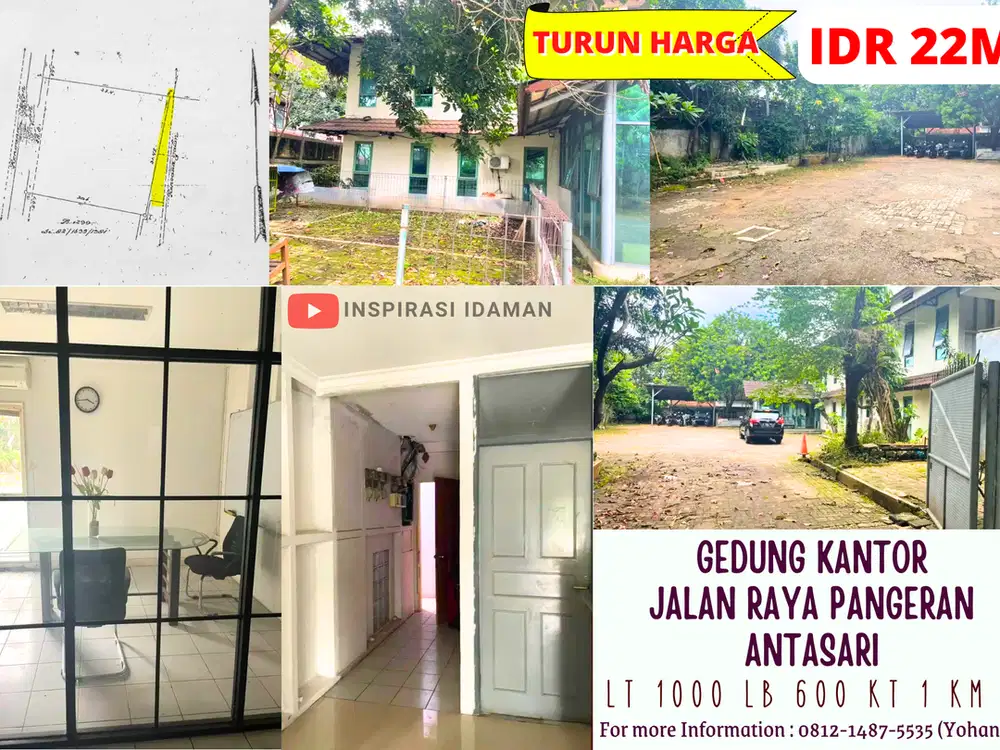 Gedung kantor Jalan Raya Pangeran Antasari luas 1000mtr jual cepat