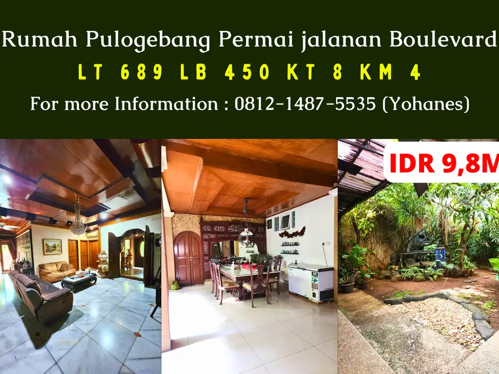 Rumah Pulogebang Permai 689mtr jalanan Boulevard