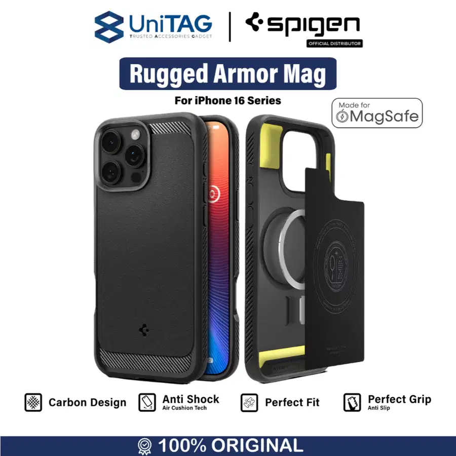 Case iPhone 16 Series Pro Max Plus Spigen Rugged Armor MagSafe MagFit