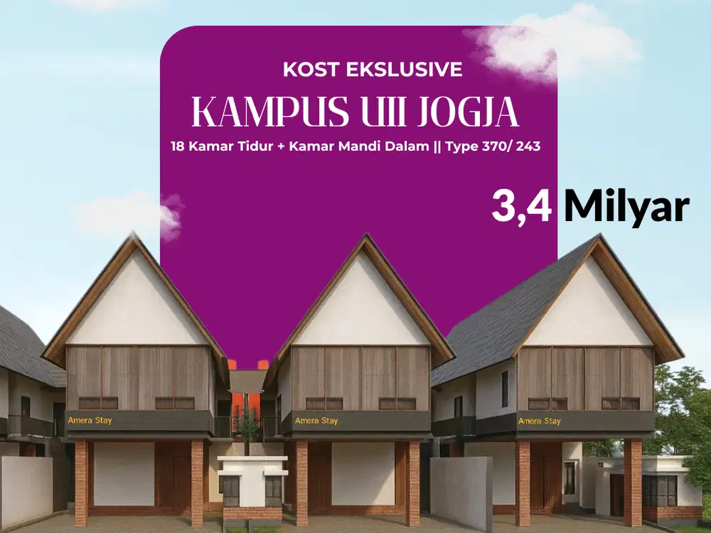 Dijual Kos Jogja: Dekat Kampus UII Pusat, 18 Kamar Kos, Potensi Sewa Tinggi