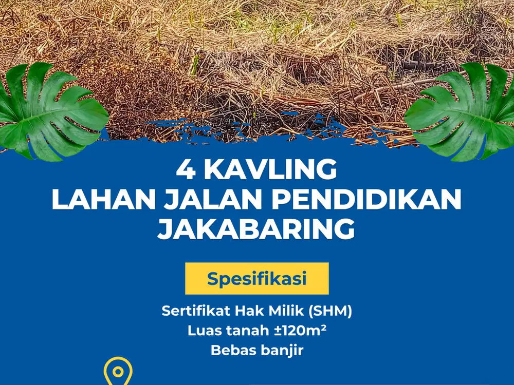 Dijual Tanah Jakabaring Palembang - 4 Kavling Tanah Jalan Pendidikan