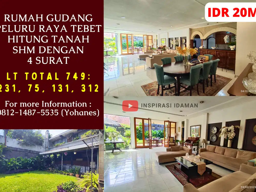 Rumah 749mtr Gudang Peluru Raya Tebet Jual Cepat Hitung Tanah