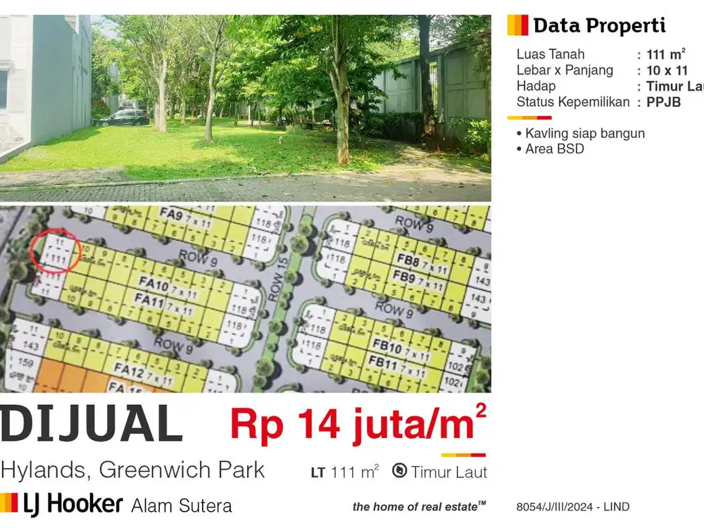 Jual Kavling Hoek Cluster Hylands Greenwich BSD dan Gading Serpong