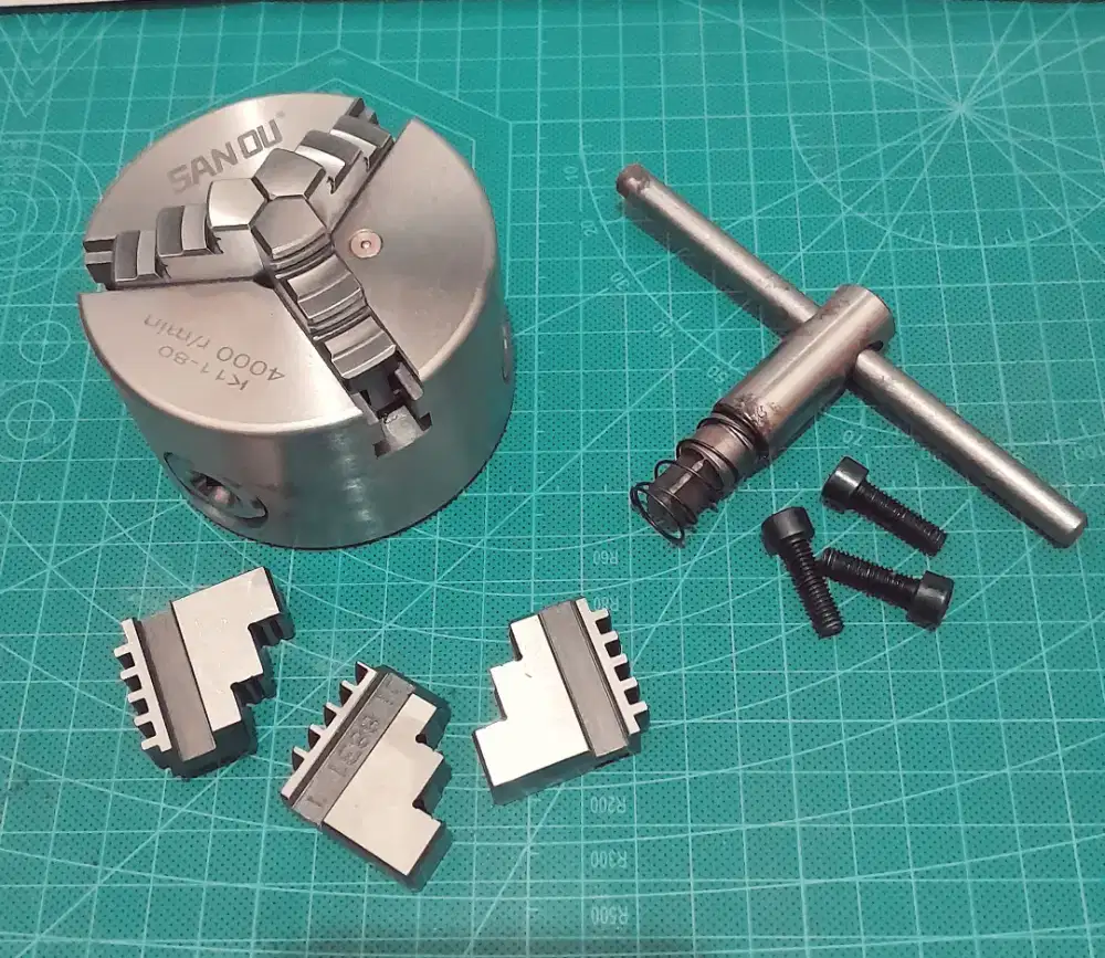 JUAL K11-80 CHUCK BUBUT 3  3 JAW & ADAPTER FLANGE CHUCK BUBUT 3