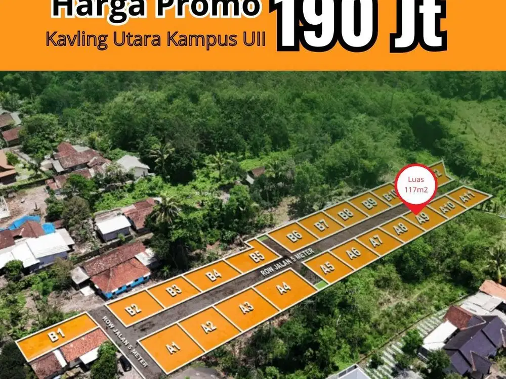 Harga Promo Awal Bulan 190 Jt, Jual Kavling Dekat UII JL.Kaliurag