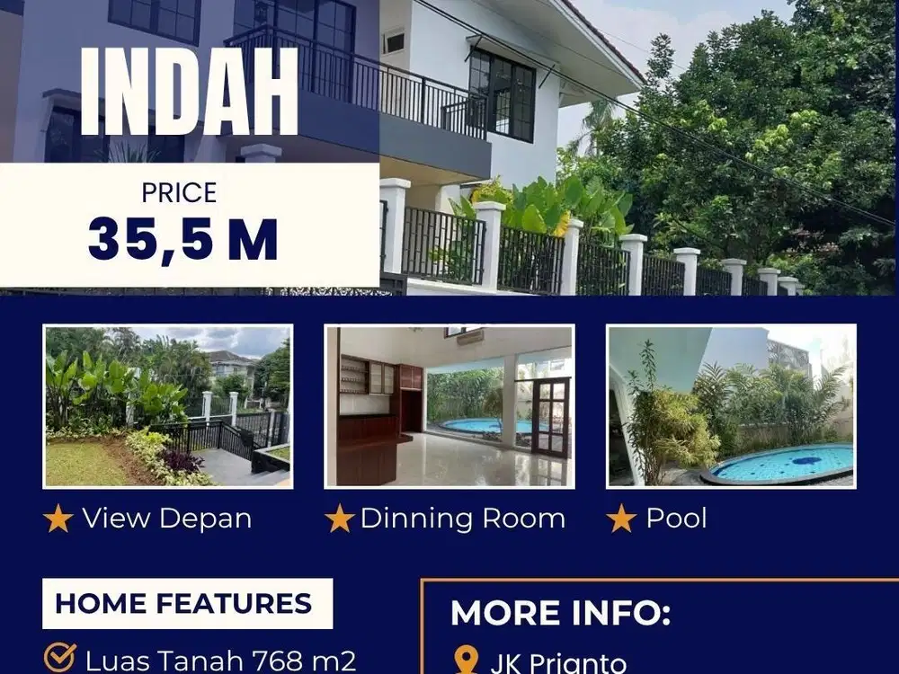 Asri, Luas Tanah 768m2 di Pondok Indah