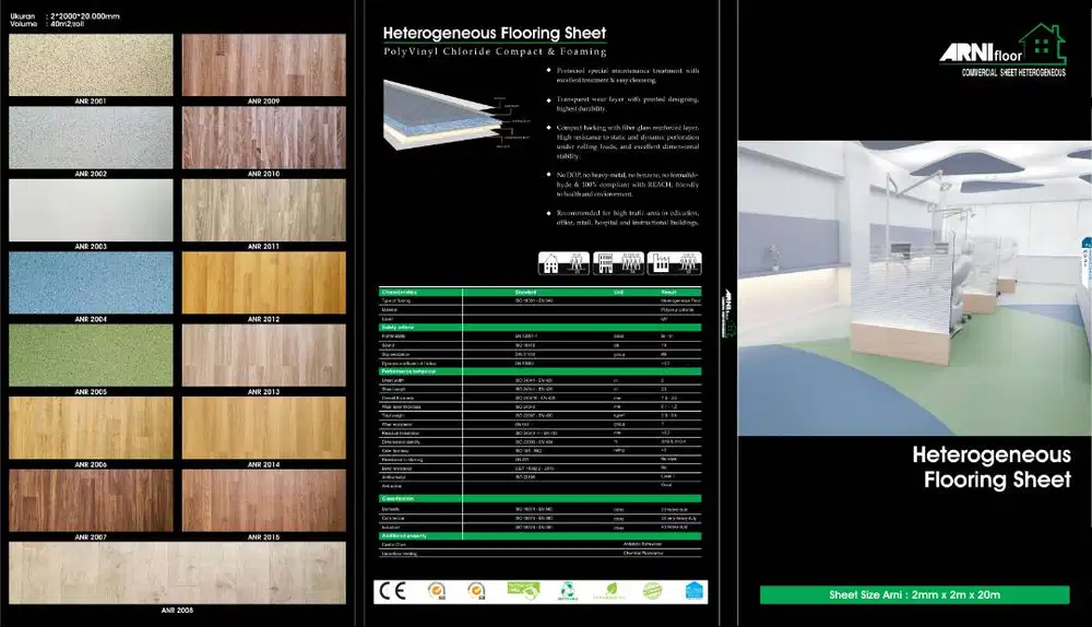 Lantai VINYL ROLL ARNI lantai rumah sakit klinik apotek dll 2mm