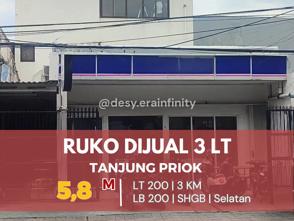 Dijual Ruko 3 Lantai Tj Priok Kawasan Strategis Cocok untuk Investasi