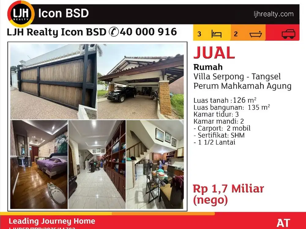 Rumah di Villa serpong 1.5 lantai Tangerang selatan
