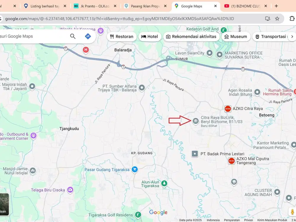 DIJUAL 1 RUMAH DI BIZHOME, CLUSTER BERLY WILAYAH CITRA RAYA CIKUPA