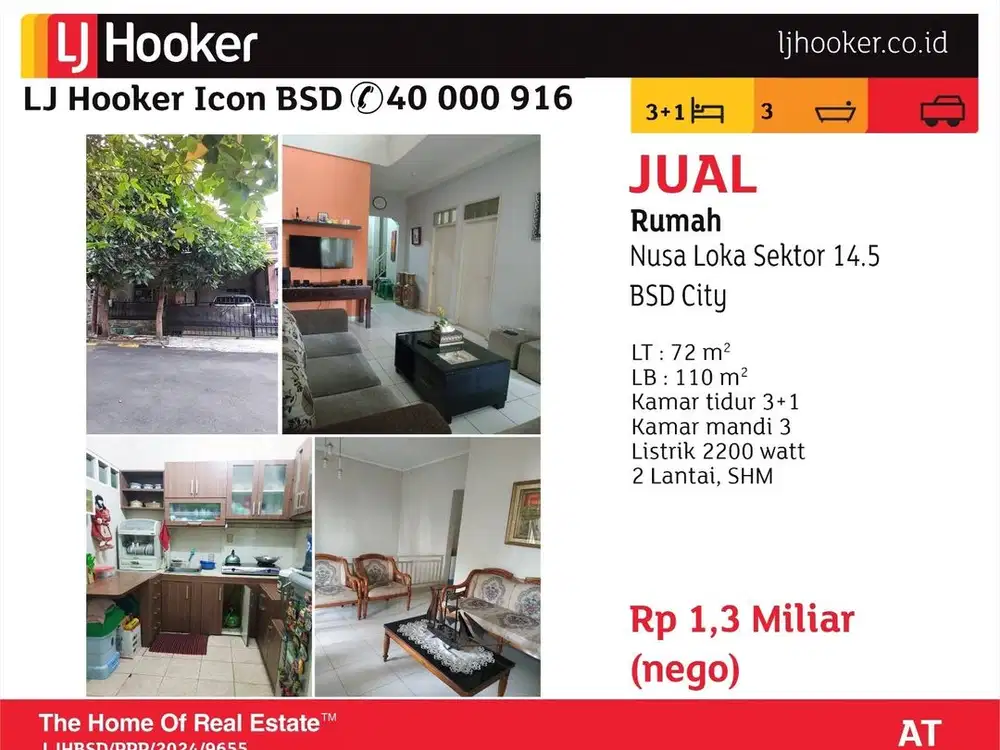 Rumah 2 lantai di Nusaloka BSD city