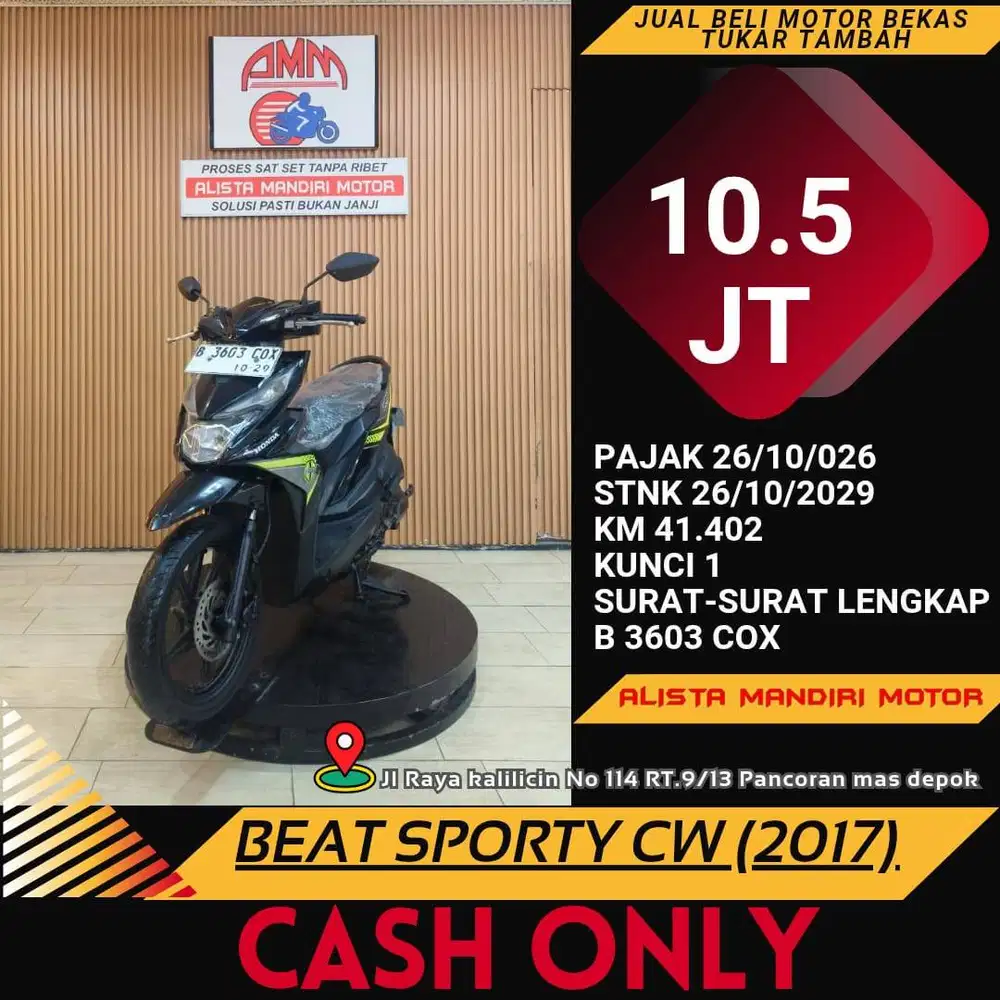 BEAT SPORTY CW 2017 PAJAK PANJANG SURAT-SURAT LENGKAP