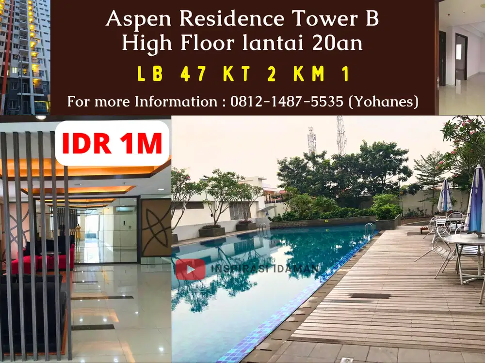 Apt Aspen Residence Tower B 2BR High Floor lantai 20an