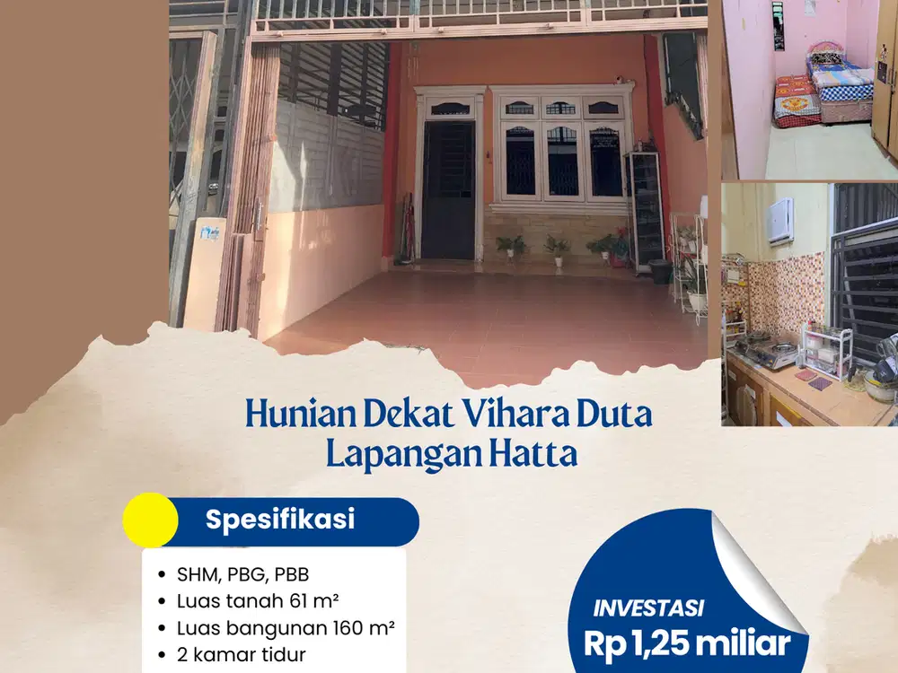 Dijual Rumah Palembang - Hunian Dekat Vihara Duta Lapangan Hatta