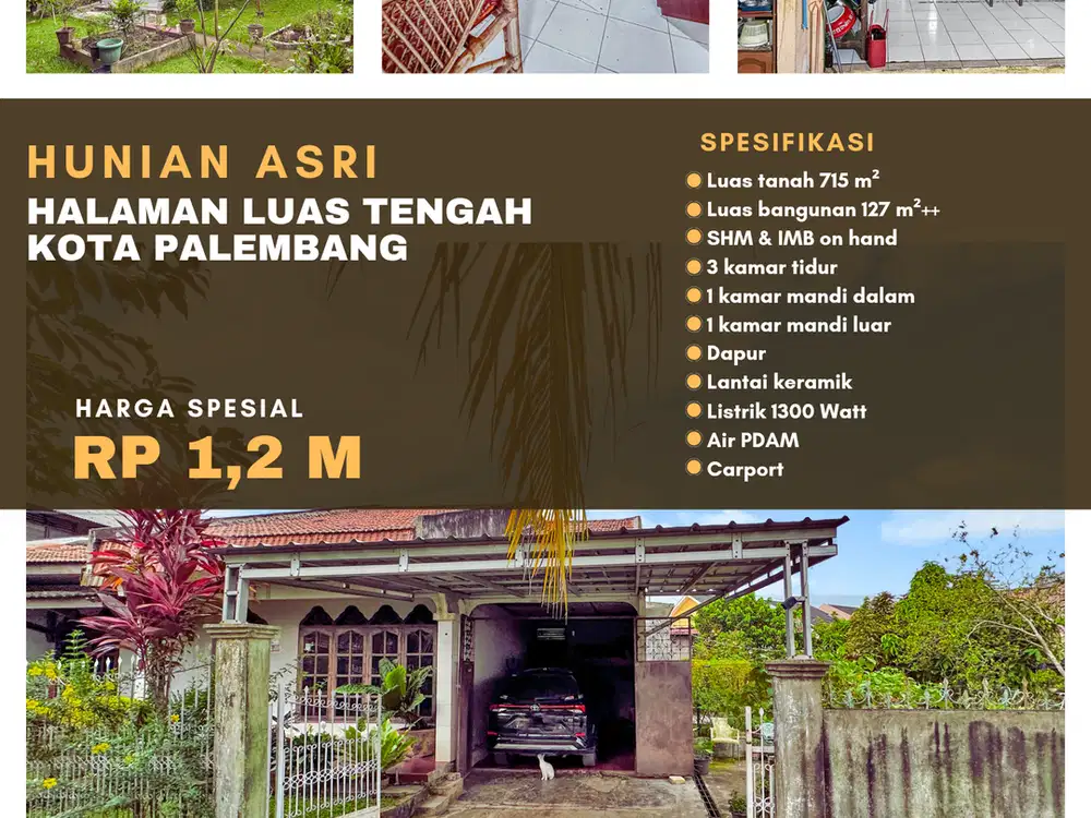 Dijual Rumah Palembang - Hunian Asri dengan Halaman Luas Tengah Kota