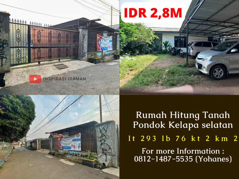 Rumah Hitung Tanah 293mtr Pondok Kelapa selatan