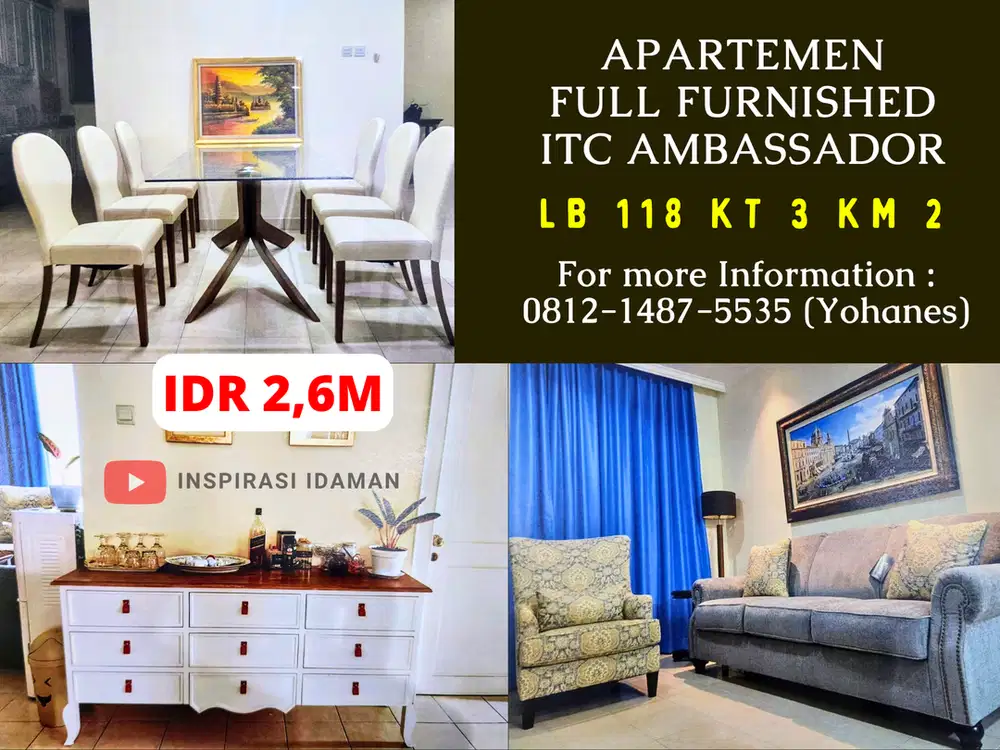 Apartemen ITC Ambassador 3BR 118mtr Full Furnished