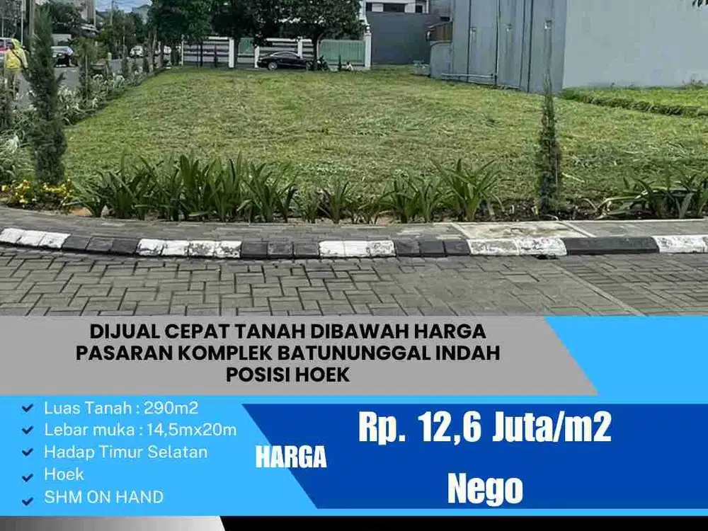 Dijual Cepat Tanah Hoek, Harga Termurah di Cluster Komplek Batununggal Indah