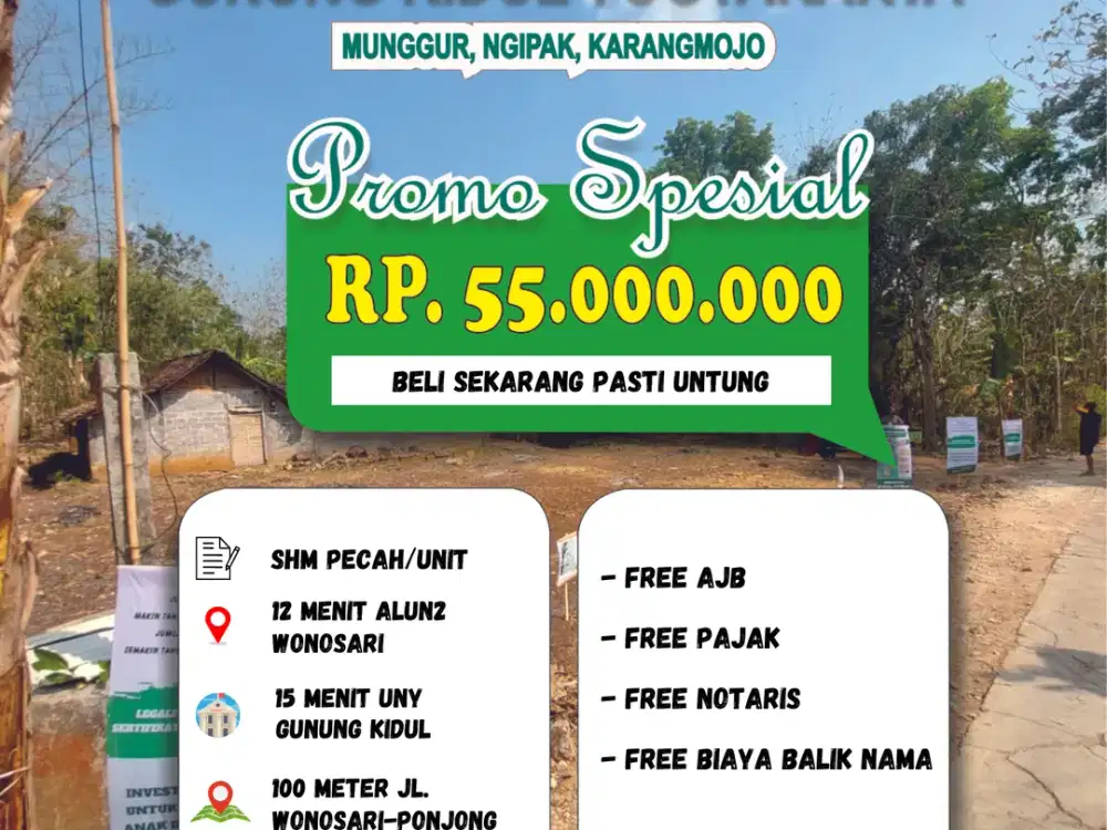 TANAH MURAH GA MURAHAN 55JT DI KARANGMOJO GUNUNG KIDUL JOGJAKARTA 132m