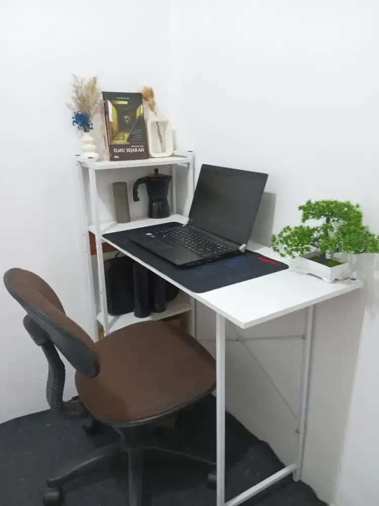 MEJA LAPTOP MINIMALIST AESTHETIC DENGAN RAK