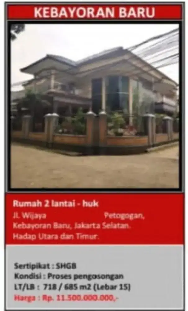 Dijual Rumah Siap Huni Hook Jalan Wijaya Kebayoran Baru