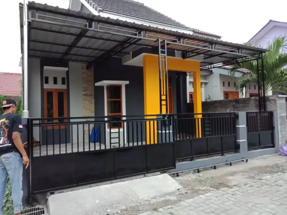 kanopi atap alderon, rangka besi hollow galvanis