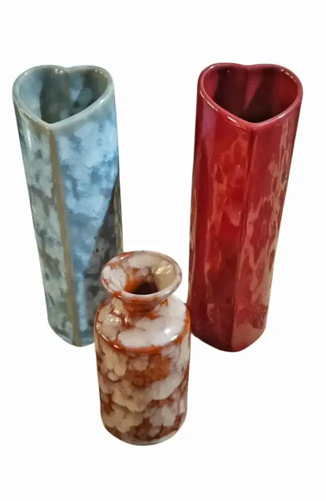 3 vas meja motif marmer