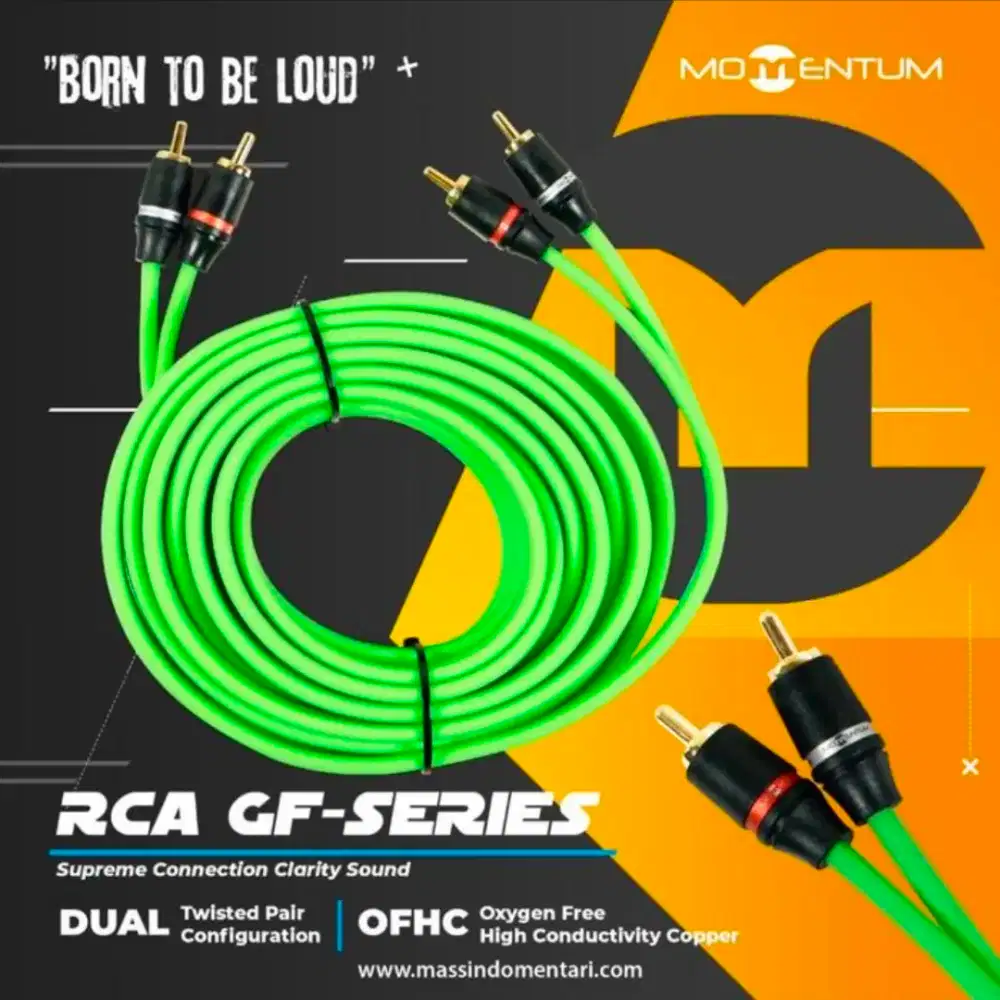 Kabel RCA Momentum GF Hijau / Kabel Audio Mobil - 1meter