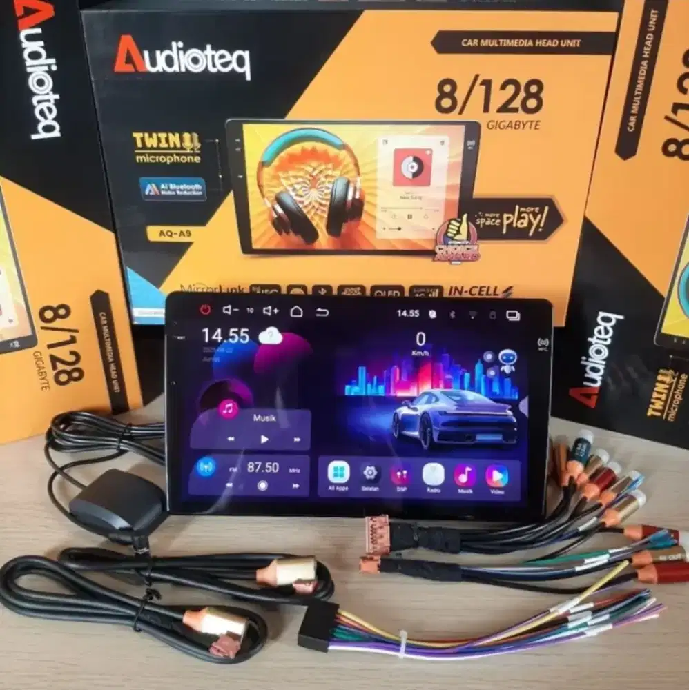Head Unit Android 9 Inch Audioteq Ram 8/128 Gb Twin Microphone Ai BT
