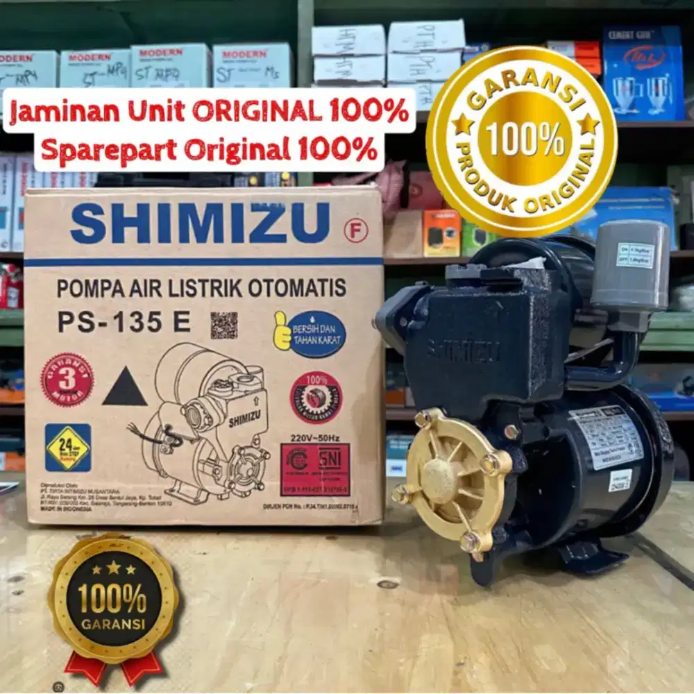 Pompa Air Shimizu PS 135 E Otomatis Original Garansi 3 Tahun Resmi