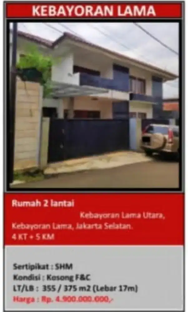 Dijual Rumah Siap Huni Kebayoran Lama