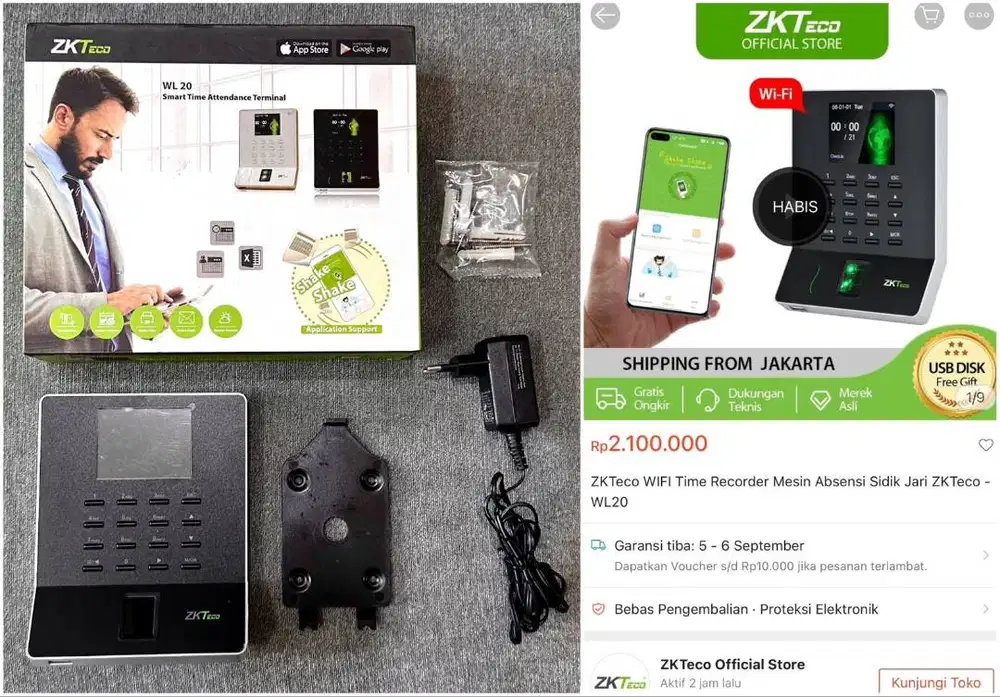 Mesin absensi sidik jari ZKTeco WIFI