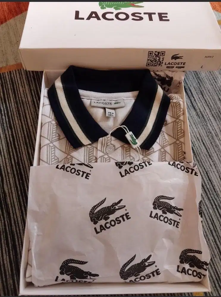 Lacoste Polo Shirt Monogram Print White