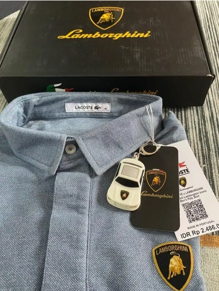 Lacoste X Lamborghini Automobil Polo Shirt Blue denim