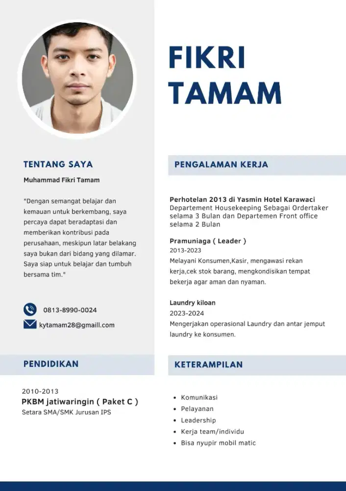 Cari loker non pengalaman spesifik, insyaallah bisa mengikuti hal baru